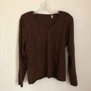 LIKE NEW T Tahari V-Neck Lightweight Sweater Brown Women's Size Large